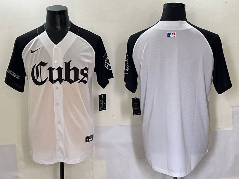 Men 2025 Chicago Cubs Blank White black Five generations Joint Name Nike MLB Jersey style 55->chicago cubs->MLB Jersey